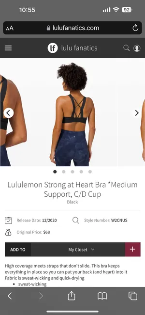 Lululemon Strong At Heart Bra thumbnail 2