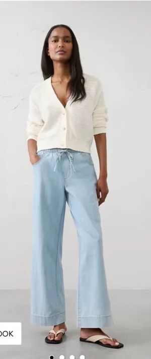 Banana Republic Wide Leg Jeans Size Small Light Blue Drawstring Waist thumbnail 1
