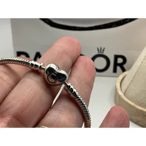 Pandora Moments Heart Clasp Snake Chain Bracelet 590719 Sterling Silver 6" thumbnail 5