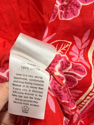 Farm Rio Red Summer Sunrise Maxi Dress 100% linen XL thumbnail 9