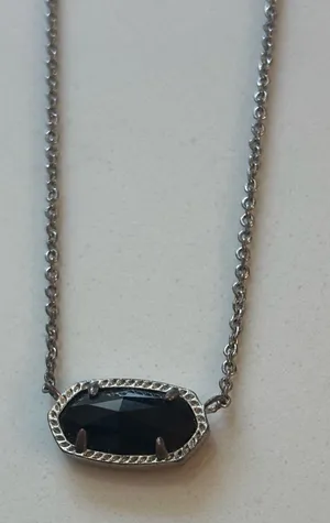 Kendra Scott Elisa Pendant Necklace - Rhodium with Black Opaque Glass Stone thumbnail 1