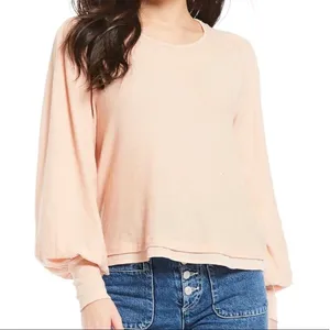 Free People Billie Puff Sleeve Top Blush XS thumbnail 4