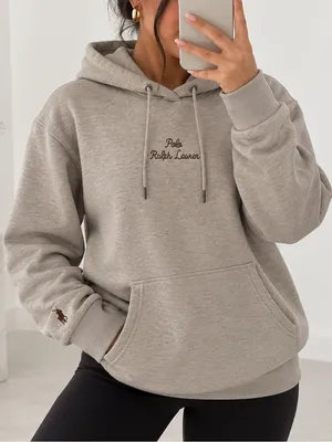 Polo Ralph Lauren Cream Oversized Hoodie Size Medium Embroidered thumbnail 1