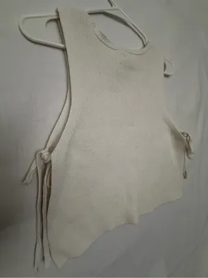 White House Black Market Sweater Vest Small Off White Side Tie Sleeveless(A919) thumbnail 10