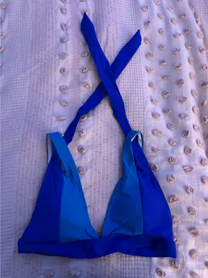 Shein Bikini Top Blue Triangle thumbnail 1
