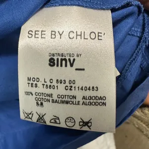 See by Chloe Womens‎ Blue Ruffle Tie Neck 100% Cotton Top 8 Boho Parisian Resort thumbnail 5