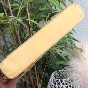 Vintage 70s Designer Yellow Cream shoulder hand bag purse. Measurement in pics thumbnail 6