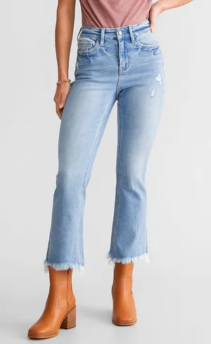 Flying Monkey High Rise Cropped Flare Stretch Jeans. Blue Size 4 thumbnail 1