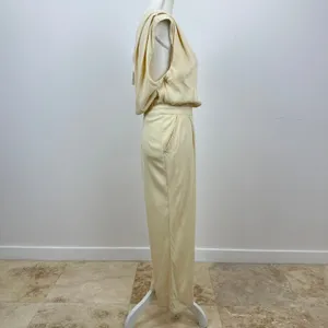 Free People Avery One Shoulder Jumpsuit Wide Leg Pockets Cream Ivory US 4 NWT thumbnail 11