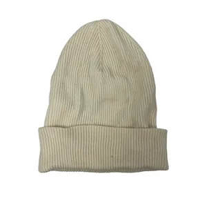 Polo Ralph Lauren 100% Wool Beige Embroidered Logo Ribbed Bonnet Beanie Hat OS thumbnail 2