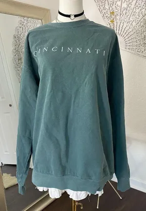 NWT Chunky Green "Cincinnati" Crewneck Cotton Sweater XL thumbnail 1