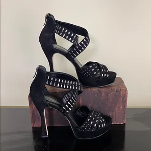 BCBGeneration studded stiletto sandals with platform soles and ankle zippers thumbnail 2