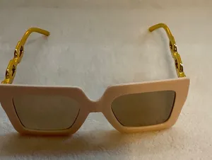 Peach Square Sunglasses with Gold Accent Temples Pink thumbnail 1