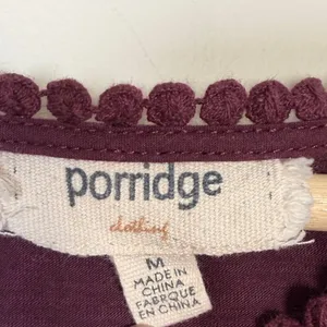 Porridge‎ Clothing Women Medium Purple burgundy Eyelet Scalloped Sleeve Boho Top thumbnail 3