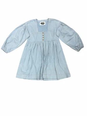 Anthropologie Long Sleeve Square Neck Denim Babydoll Mini Dress thumbnail 2