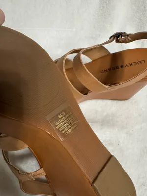 Lucky Brand Women's Marinaa Wedge Sandals tan Leather - Size 8 thumbnail 5
