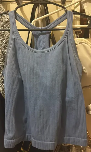 Blue tank top with built in bra Size M thumbnail 1