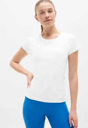 New Athleta M Momentum Flex Tee Short Sleeve Medium Regular Bright White thumbnail 1