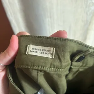 Madewell Seamed Barrel-Leg Utility Pant Garment-Dyed Twill Green NWT Size 2 Tall thumbnail 5