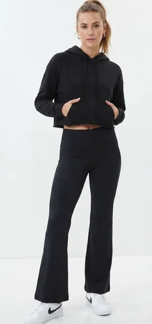 NWT Aeropostale Sport Black High-Waist Performance Yoga Pants Flared Leg Large thumbnail 1