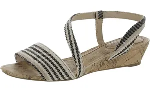 NWT Lifestride Yasmine MISMATCH PRINT Cork Wedge Sandals Natural Multi Brown 6W thumbnail 1