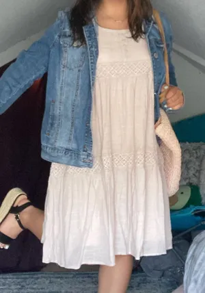 Wishlist Cream Midi Dress with Crochet Trim thumbnail 1