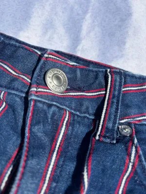 American eagle stripped red and blue hi rise mini skirt thumbnail 3