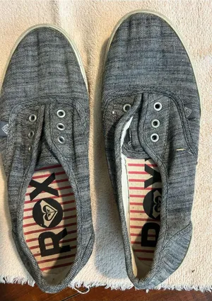 Roxy Gray Knit Slip-On Loafers thumbnail 1