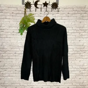 VICI Black Ribbed Stretch Turtleneck Sweater thumbnail 2