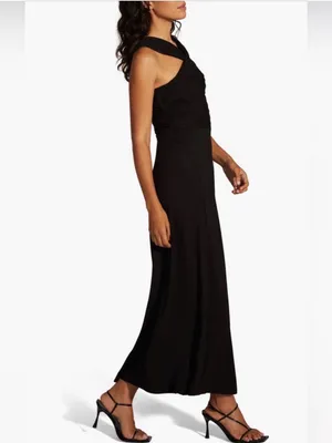 Favorite Daughter Vivien Ruched Black Maxi Dress Formal Cocktail Size Medium thumbnail 10