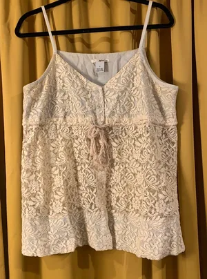 Sheer Floral Button Down Sweet n Flirty Tank Blue Size 12 thumbnail 1