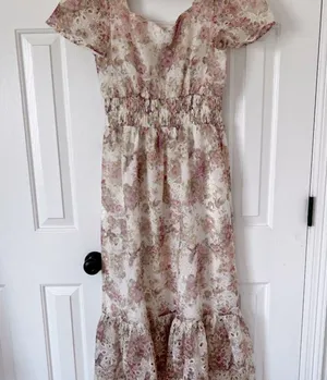 Solitaire Floral Eyelet Puffed Sleeve Maxi Dress thumbnail 1