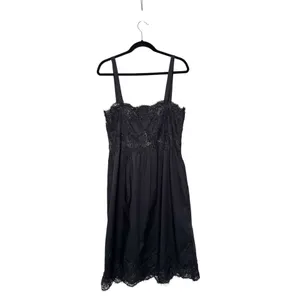 J. Crew Regenerative Cotton Black Lace Trim Midi Dress Size L CA667 thumbnail 4