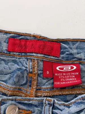 Bongo Let Me B Vintage Y2K Floral Scroll Print Flare Jeans Womens 9 Low Rise thumbnail 6