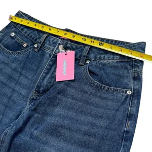 NEW Edikted Mid Rise Wide Leg Distressed Jeans‎ Color Indigo Blue Raw Washed M thumbnail 10
