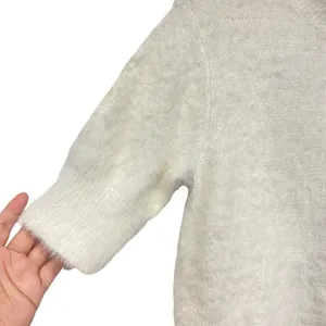 Marled Women's Medium White Mock neck short sleeve Fuzzy Lashes Textured thumbnail 3