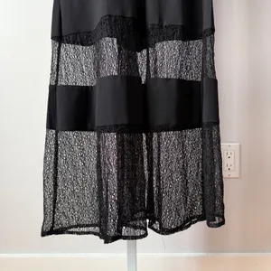 Guess sz S Black Maxi‎ Dress Lace Panel Ruffle Gown Goth Whimsigoth Romanic thumbnail 4