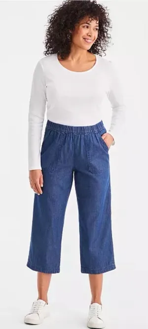 Style & Co Blue Denim Mid-Rise Pull-On Capri Pants Size XL thumbnail 1