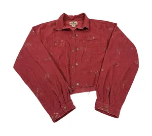 Woolrich Cropped Corduroy Jacket Embroidered Red Y2K Indie‎ Cottagecore M thumbnail 1