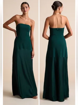 Lulus Compelling Style Emerald Strapless A-Line Maxi Dress Size Large NWT Formal thumbnail 2