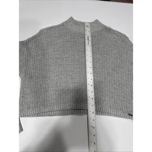 Hollister Cropped Sweater Womens XS Gray High Neck Long Sleeve Knit Pullover thumbnail 7
