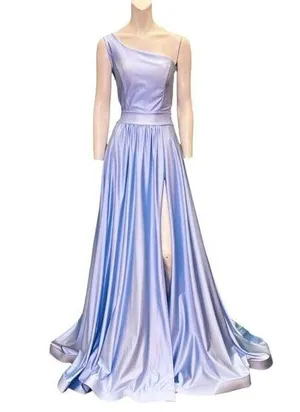 Jessica Angel One Shoulder A-Line Sleeveless Gown Style 770 Sky Blue Size Small thumbnail 1