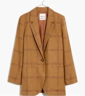 Madewell Larsen Blazer in Windowpane 4X Oversized Single Button Jacket Pockets‎ thumbnail 1