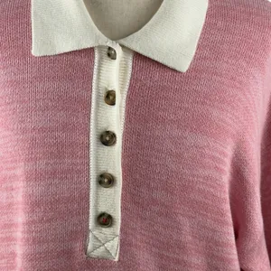 BDG Urban Outfitters Women's MEDIUM Renna Pink Long Sleeve Rugby Sweater Prep thumbnail 4