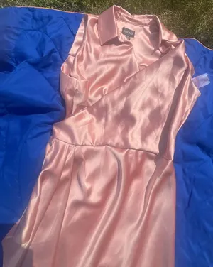 Xscape Women's Pink Satin Collared Wrap Front Maxi Dress Size 16 thumbnail 3