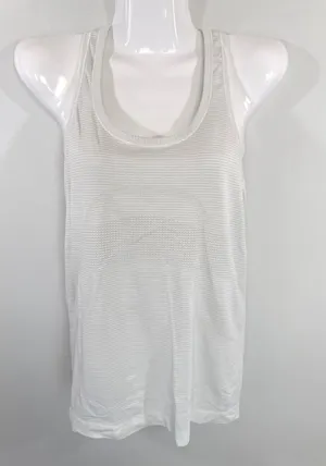 Lululemon‎ Swiftly Tech Racerback Tank Top 2.0 White Grey Stripe Size 6 Slim Fit thumbnail 1