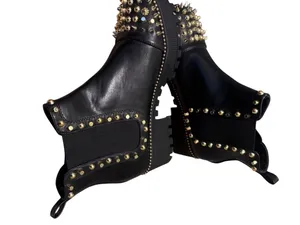 NWOT Cape Robin Pull-on Ankle Booties with Spikes- Black Gold Goth Punk Size 6 thumbnail 6