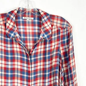 Madewell Broadway & Broome Size Large Top Pemberley Blouse‎ Silk Plaid 1236 thumbnail 7