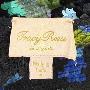 VTG Tracy Reese 4 Floral Sequin Mini Dress Blue Scoop Back Party Glam Evening thumbnail 12