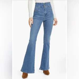 Free People We the Free Women's White Flared Pants with no Pockets Size 35 thumbnail 5